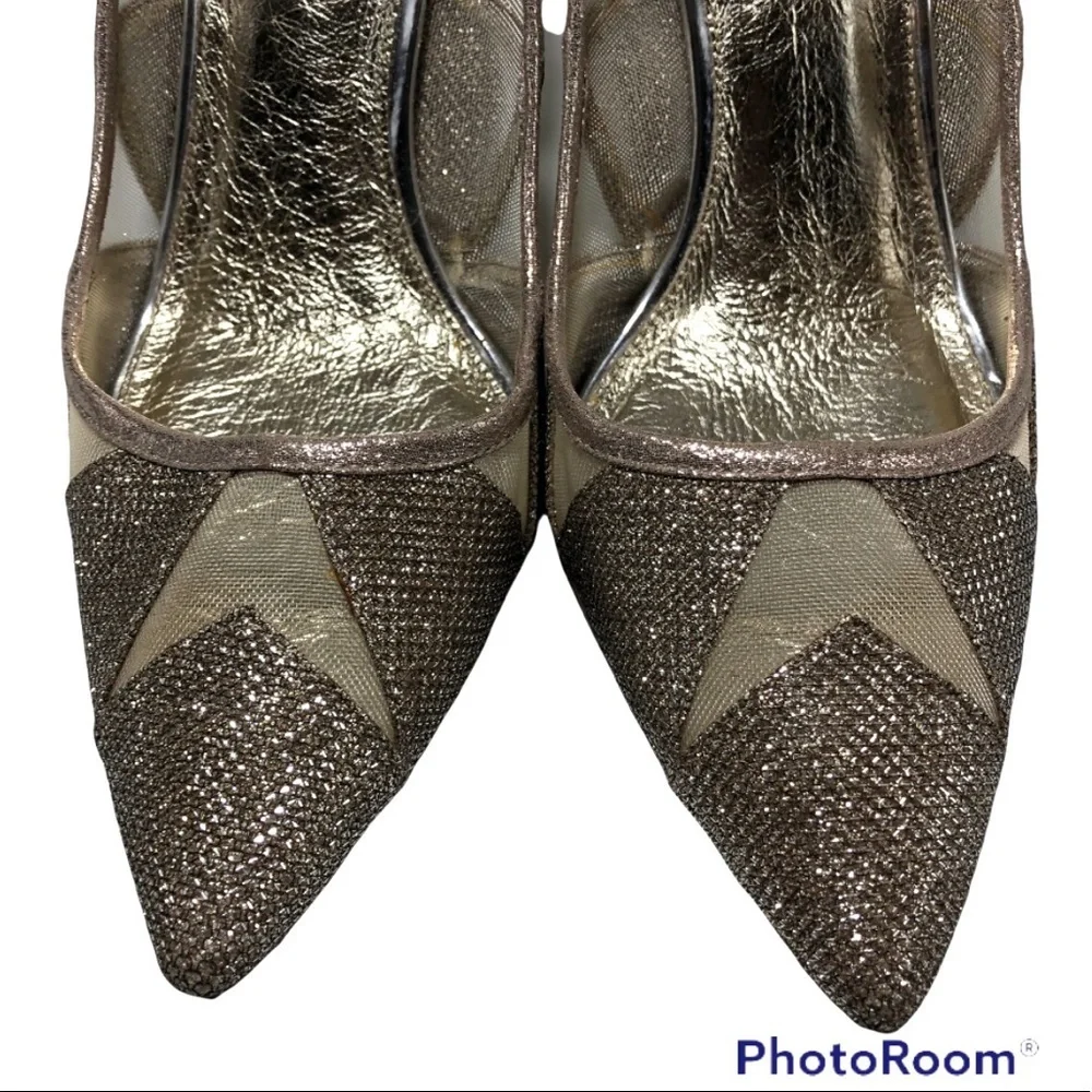 Gold glitter cut out stiletto heels 9 1/2 M - Picture 5 of 10